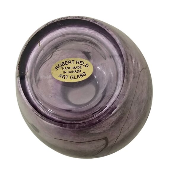Robert Held Hand Made Art Glass Purple Unique Swirl 7" Vase - Picture 6 of 6
